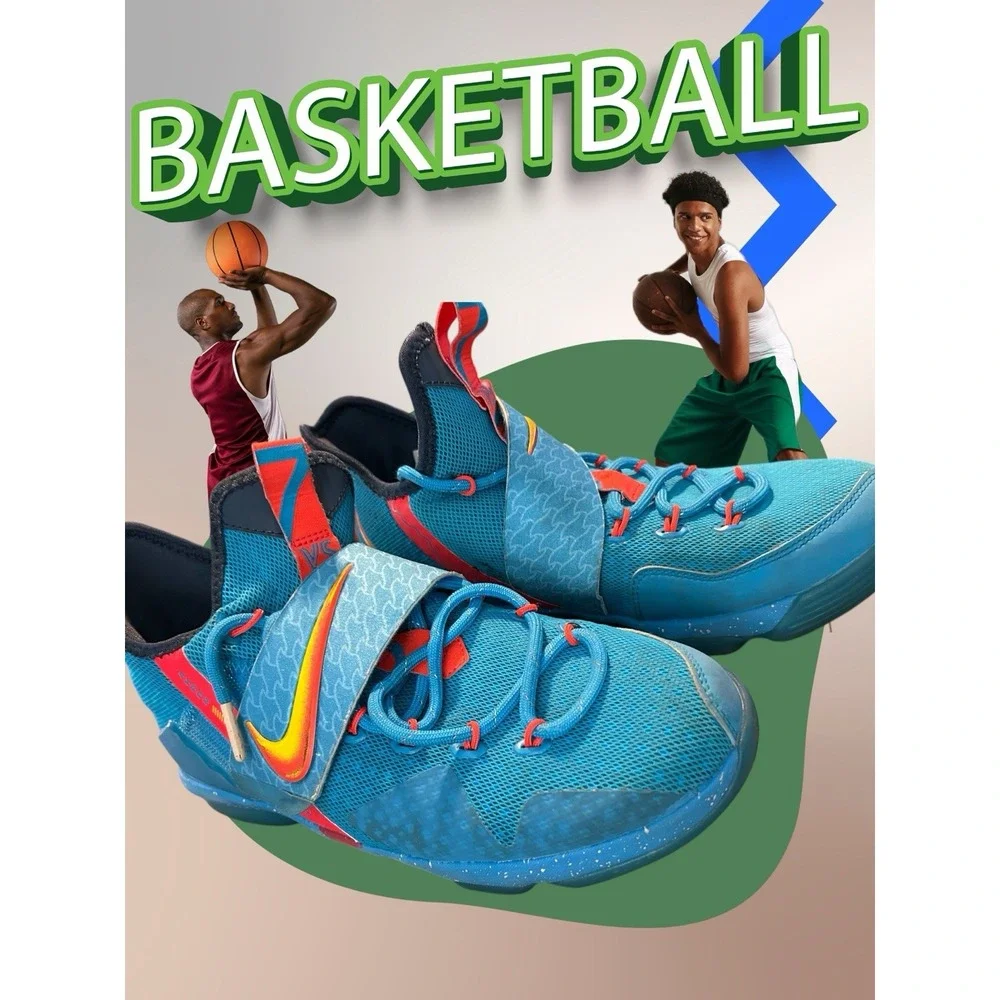 nike youth size 7 LeBron James Basketball Shoes Blue & Yellow‎